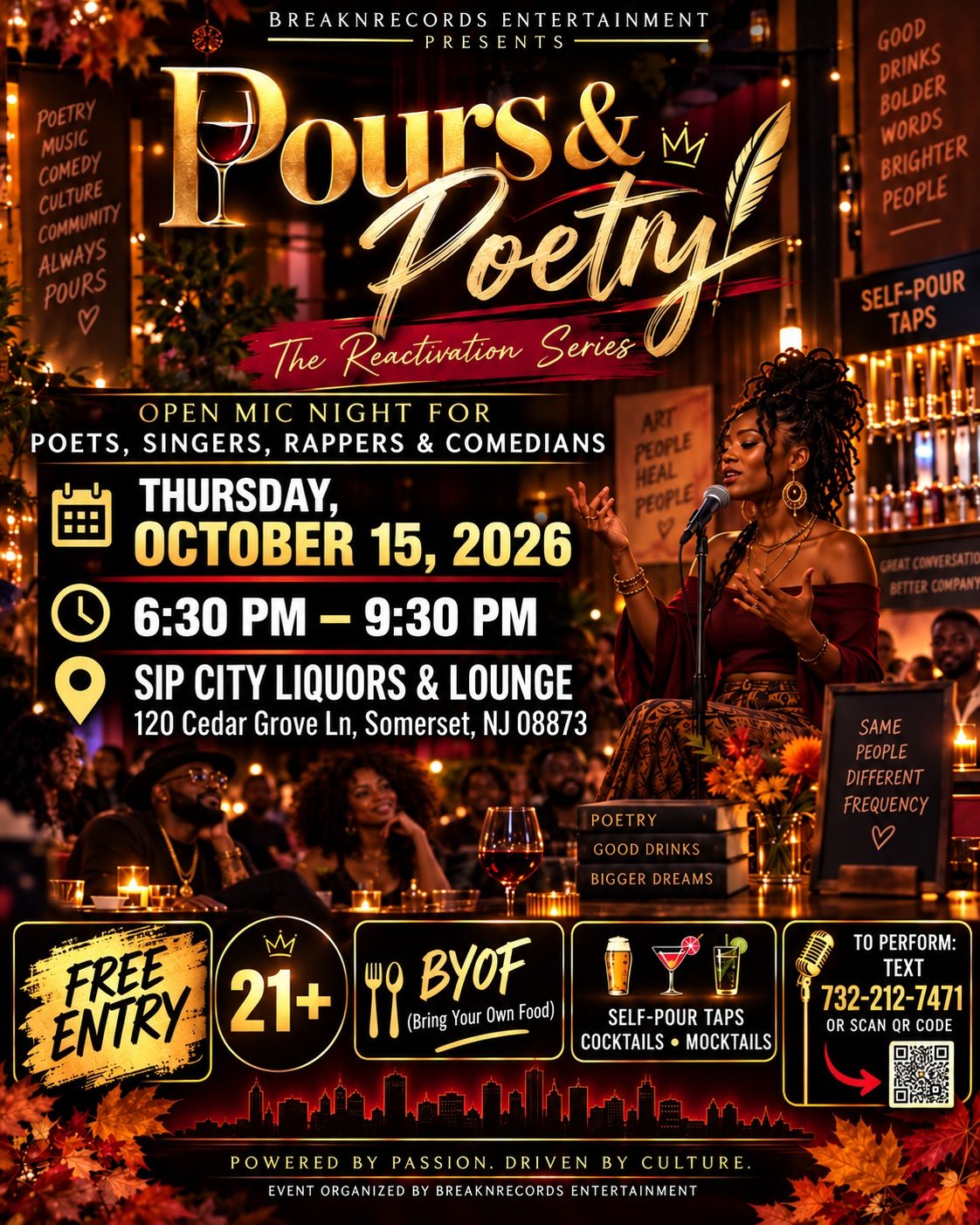 Pours & Poetry flyer
